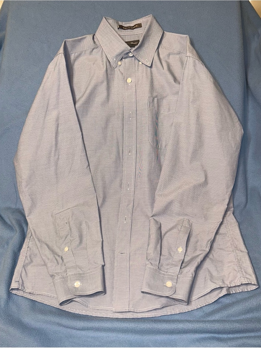 Eddie Bauer Light Wrinkle-Free Blue Button-Down Dress Shirt